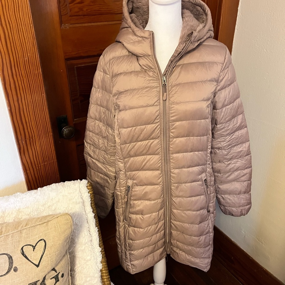 32 Degrees Women's Hooded Puffer Jacket - Light Brown